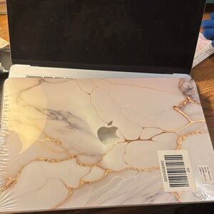 Apple MacBook with Gold and Cream Marble Design